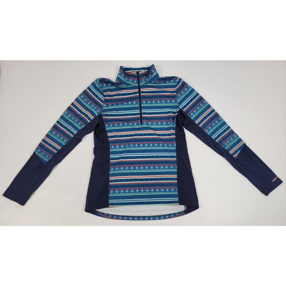 Kerrits Equestrian Womens Medium Pro Tek Fleece‎ Sweater Blue Fair Isle Nordic - Picture 1 of 8